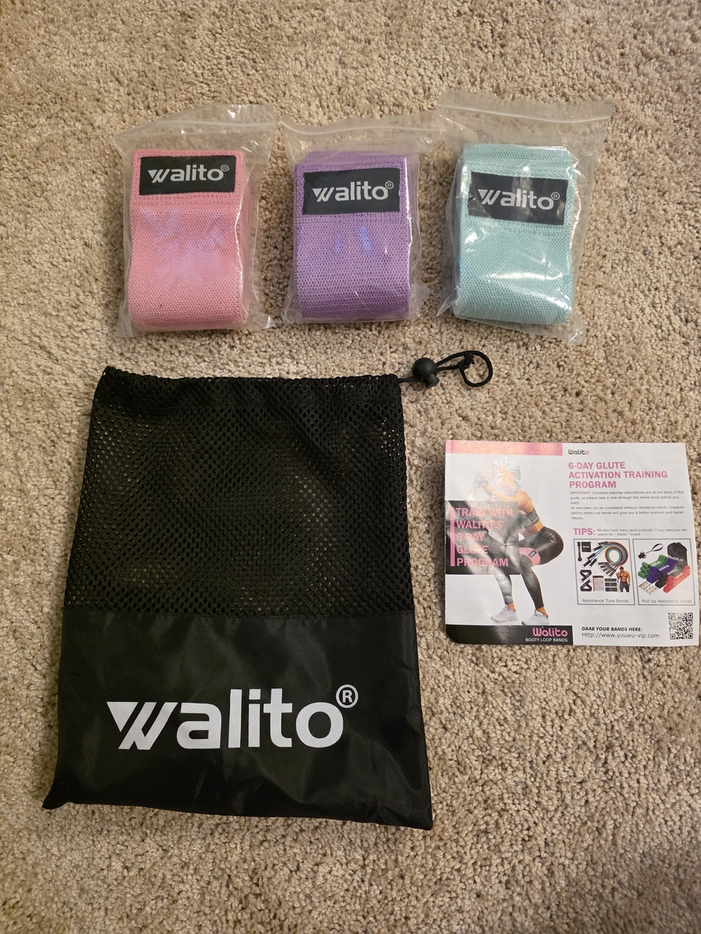 Walito Resistance Band Set - Pink, Purple, Teal